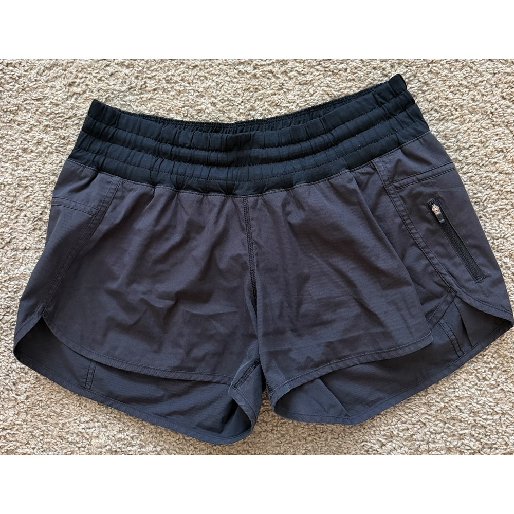 Lululemon Athletica Women's Tracker Short Black Elastic Waist One Pocket Size 10